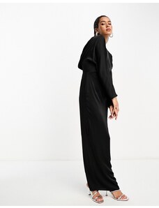 TFNC - Vestito lungo nero con scollo ad anello