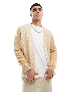 ASOS DESIGN - Cardigan beige color block vestibilità comoda-Neutro