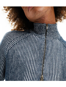 Collusion - Maglione in maglia blu con a pieghe con zip con doppia estremità