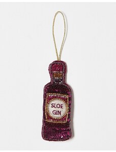 Accessorize - Decorazione natalizia a forma di bottiglia di gin sloe in paillettes-Rosa