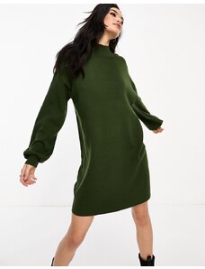 Vero Moda - Vestito corto in maglia kaki con scollo a imbuto-Verde