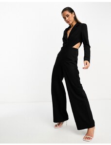 Pretty Lavish - Tuta jumpsuit nera sartoriale con cut-out-Nero