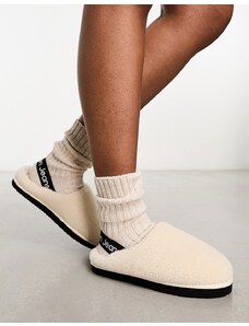 Calvin Klein Jeans - Pantofole stile zoccolo color crema in pile borg-Nero