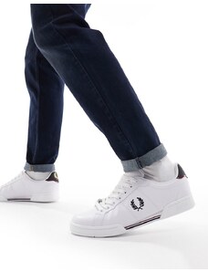 Fred Perry - Sneakers in pelle bianche e blu navy con logo-Bianco