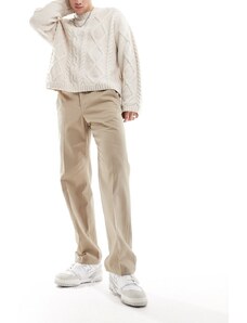 Selected Homme - Pantaloni ampi in twill beige-Neutro