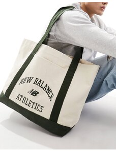 New Balance - Athletics - Borsa shopping bianco sporco e verde