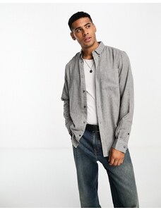 French Connection - Camicia a maniche lunghe in flanella grigio chiaro