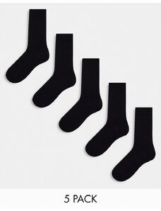 ASOS DESIGN - Confezione da 5 paia di calzini neri-Nero
