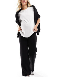Vero Moda Maternity - Pantaloni dritti neri con fascia sopra il pancione-Nero