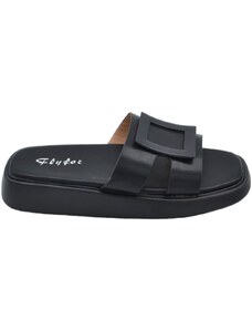 Malu Shoes Ciabatta pantofola donna nera estiva in gomma morbida impermeabile con fascia dritte cut out moda