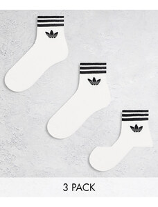 adidas Originals - adicolor Trefoil - Confezione da 3 paia di calzini alla caviglia bianchi-Bianco