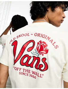Vans - Pasa - T-shirt crema con stampa sul retro-Bianco