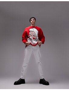 Topman - Maglione rosso natalizio con stampa di Babbo Natale