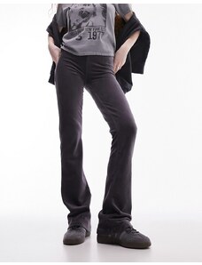 Topshop - Pantaloni a zampa elasticizzati in velluto a coste color ardesia-Grigio