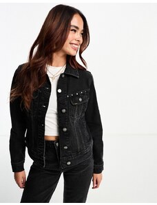 Lee - Giacca di jeans nera con borchie in coordinato-Nero