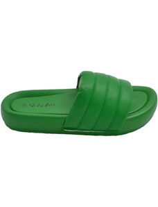 Malu Shoes Ciabatta pantofola donna verde bosco estiva in gomma morbida impermeabile con fascia dritte open toe moda