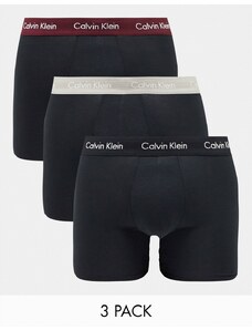 Calvin Klein - Confezione da 3 boxer neri con fascia in vita colorata-Nero