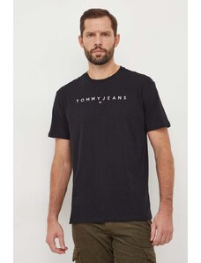 Tommy Jeans t-shirt in cotone uomo colore nero con applicazione