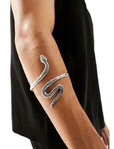 ASOS DESIGN - Bracciale a serpente color argento brunito