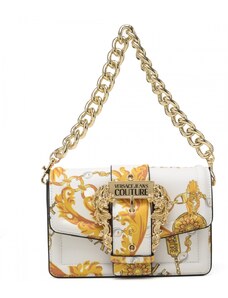 Versace Jeans Couture borsa a spalla donna con tracolla bianca e oro e fibbia baroque