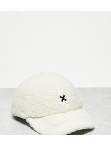 COLLUSION Unisex - Cappellino in pile borg color écru-Bianco