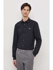 Lacoste camicia in cotone uomo colore nero