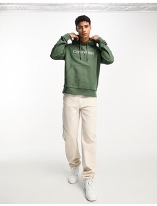 Calvin Klein - Hero - Felpa con cappuccio comoda kaki con logo-Verde