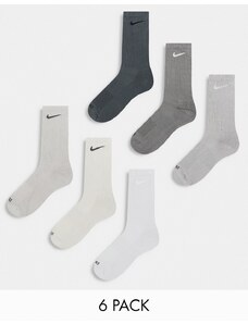 Nike Training - Everyday Cushioned Plus - Confezione da 6 paia di calzini sportivi ammortizzati grigi-Grigio