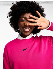 Nike - Felpa oversize in pile rosa con logo piccolo