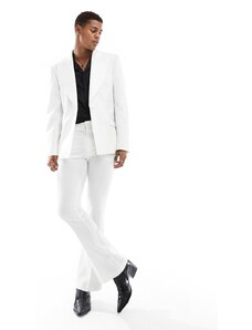 ASOS DESIGN - Pantaloni da abito a zampa bianchi-Bianco