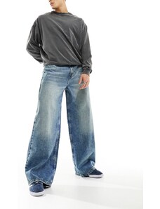 COLLUSION - x013 - Jeans con fondo ampio a vita medio alta lavaggio medio-Blu