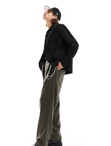 COLLUSION - Camicia oversize squadrata a maniche lunghe nera in ripstop-Nero