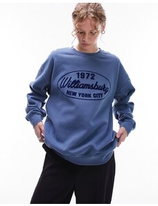 Topshop - Felpa oversize blu con grafica New York 1975