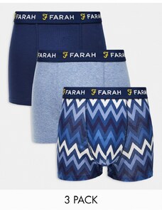 Farah - Dabel - Confezione da 3 boxer blu navy e color denim