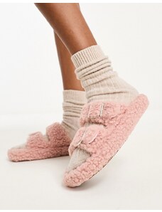 Glamorous - Pantofole soffici rosa con fibbie