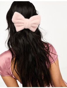 Glamorous - Fiocco per capelli in maglia rosa cipria