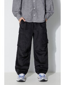 Maharishi pantaloni in velluto a coste Utility Cargo Track Pants colore nero 4569.BLACK