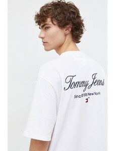 Tommy Jeans t-shirt in cotone uomo colore bianco con applicazione