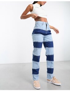 Bolongaro Trevor - Mom jeans blu con pannelli a contrasto
