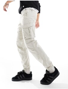 Jack & Jones - Pantaloni cargo affusolati bianco sporco con fondo elasticizzato