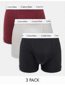 Calvin Klein - Confezione da 3 boxer aderenti neri, grigi e bordeaux-Multicolore
