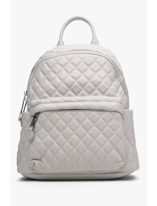 Women's Light Beige Backpack made of Quilted Genuine Leather Estro ER00111253