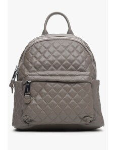 Women's Dark Grey Backpack made of Quilted Genuine Leather Estro ER00112158