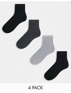 Lindex - Confezione da 4 paia di calzini alla caviglia grigi e neri-Multicolore