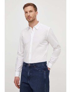 BOSS camicia in cotone uomo colore bianco