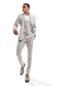 ASOS DESIGN - Pantaloni da abito skinny beige micro testurizzati-Neutro