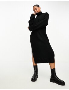 Monki - Vestito maglia midi oversize con spacchi laterali nero