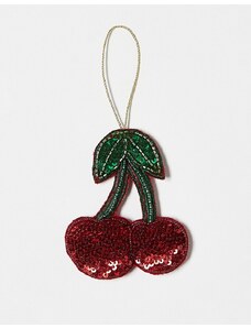 Accessorize - Decorazione natalizia a forma di ciliegie con paillettes-Rosso