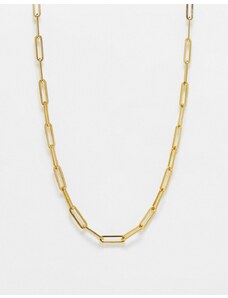 ASOS DESIGN - Collana dorata in acciaio inossidabile resistente all'acqua con design a maglie aperte-Oro