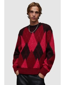 AllSaints maglione in lana Harley uomo colore rosso